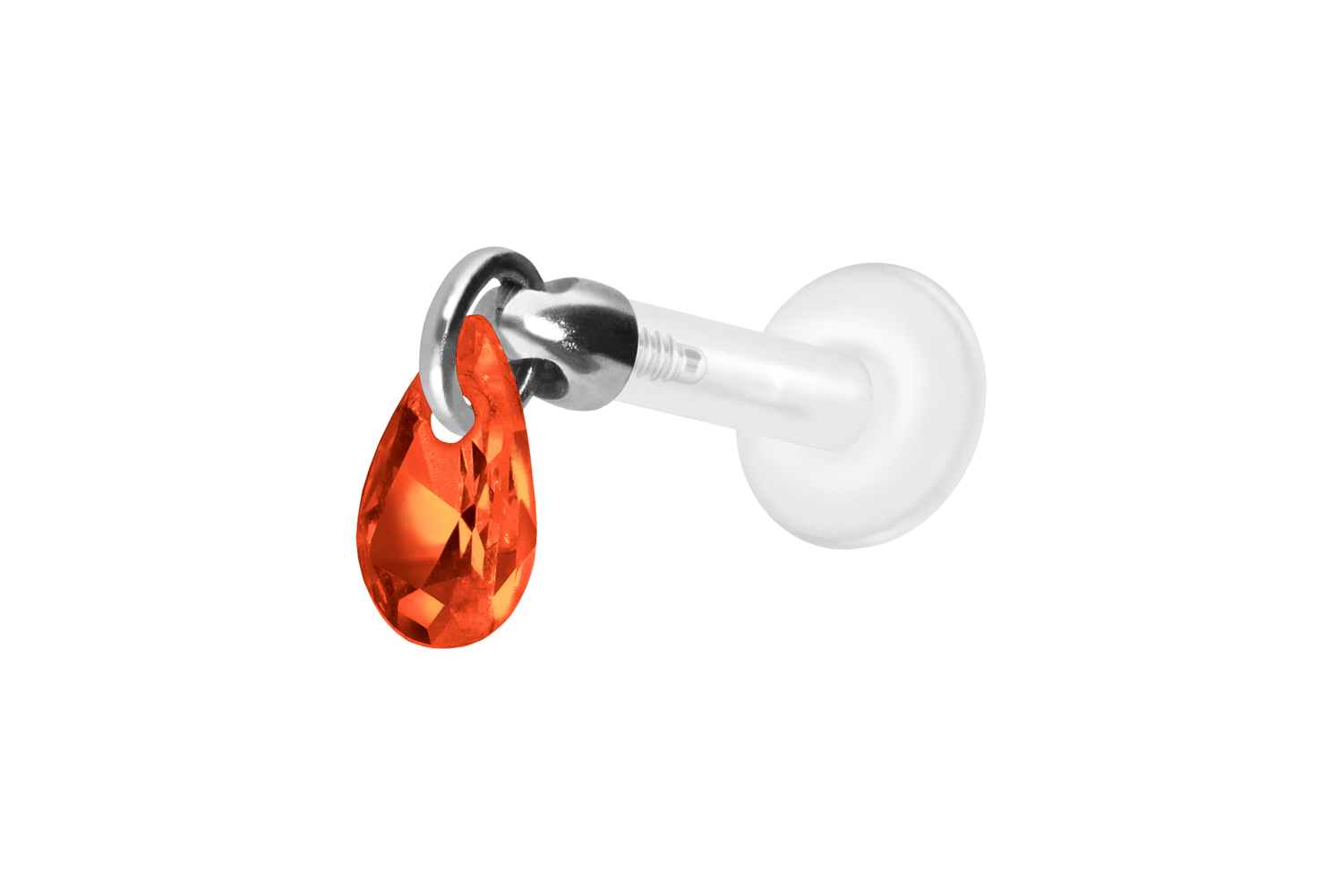 PTFE Labret Piercing mit Innengewinde + Titan-Aufsatz KRISTALLTROPFEN